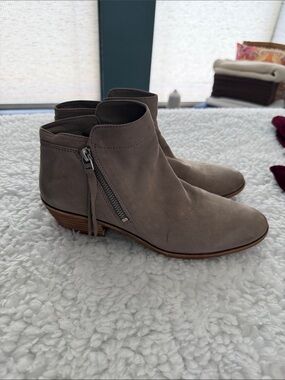 Sam Edelman Taupe Suede Ankle Booties with Side Zip
